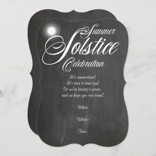 Chalkboard Summer Solstice-uitnodiging Kaart (Voorkant / Achterkant)