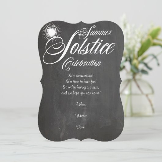 Chalkboard Summer Solstice-uitnodiging Kaart (Staand voorkant)