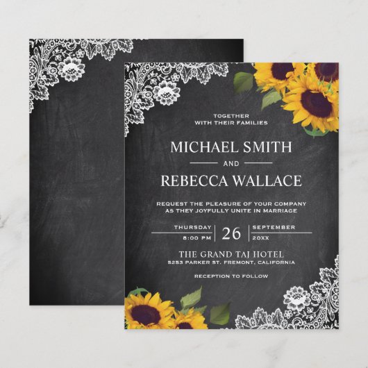 Chalkboard Sunflower Budget Weddenschap (Voorkant / Achterkant)