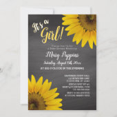 Chalkboard Sunflower Garden Girl Baby shower Kaart (Voorkant)