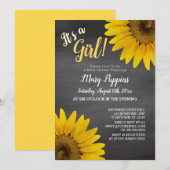 Chalkboard Sunflower Garden Girl Baby shower Kaart (Voorkant / Achterkant)