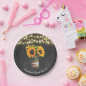 Chalkboard Sunflower Mason Jar Vrijgezellenfeest Papieren Bordje (Feest)