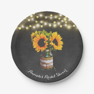 Chalkboard Sunflower Mason Jar Vrijgezellenfeest Papieren Bordje