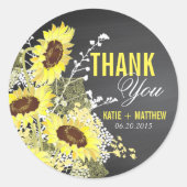 Chalkboard Sunflower Rustic Bedankt Label (Voorkant)