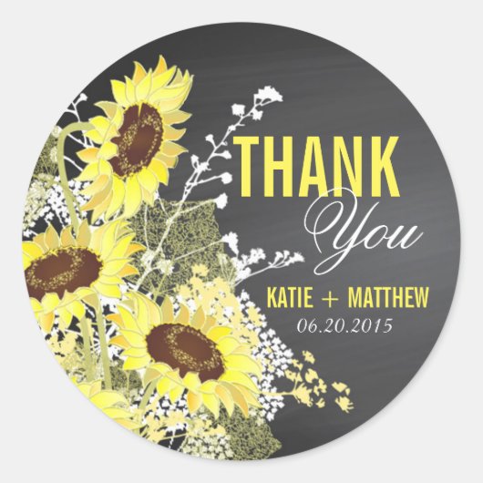 Chalkboard Sunflower Rustic Bedankt Label (Voorkant)