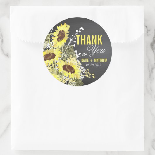 Chalkboard Sunflower Rustic Bedankt Label (Tas)