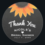 Chalkboard Sunflower Rustic Country Vrijgezellenfe Ronde Sticker<br><div class="desc">Pas aan met om het even welke tekst.</div>