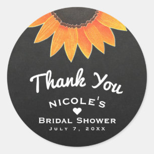 Chalkboard Sunflower Rustic Country Vrijgezellenfe Ronde Sticker