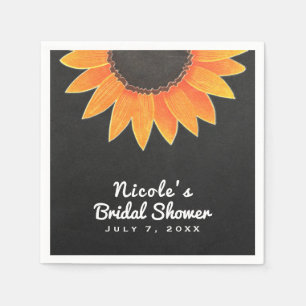 Chalkboard Sunflower Rustic Country Vrijgezellenfe Servet