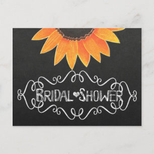 Chalkboard Sunflower Rustic Country Vrijgezellenfe Uitnodiging Briefkaart