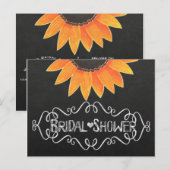 Chalkboard Sunflower Rustic Country Vrijgezellenfe Uitnodiging Briefkaart (Voorkant / Achterkant)