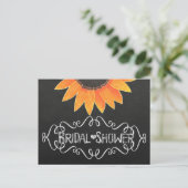 Chalkboard Sunflower Rustic Country Vrijgezellenfe Uitnodiging Briefkaart (Staand voorkant)
