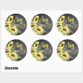 Chalkboard Sunflower Rustic Save the Date Label (Vel)