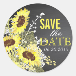 Chalkboard Sunflower Rustic Save the Date Label