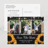 Chalkboard Sunflower Save the Date Photo Briefkaar Aankondigingskaart (Voorkant / Achterkant)