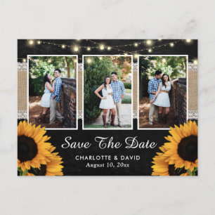 Chalkboard Sunflower Save the Date Photo Briefkaar Aankondigingskaart