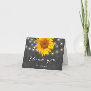 Chalkboard Sunflower & String Lights Hartelijk dan Bedankkaart