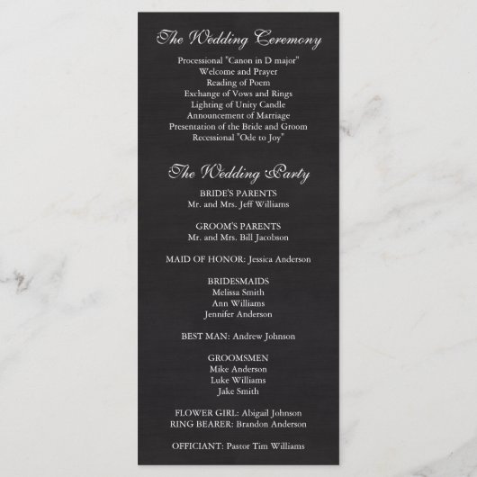 Chalkboard Sunflower Swirls Wedding Program Programmakaart (Achterkant)