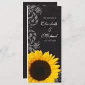 Chalkboard Sunflower Swirls Wedding Program Programmakaart (Voorkant / Achterkant)