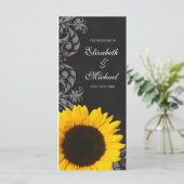 Chalkboard Sunflower Swirls Wedding Program Programmakaart (Staand voorkant)
