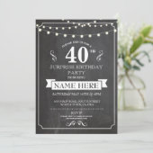 Chalkboard Surprise Birthday Party 40th Invite Kaart (Staand voorkant)
