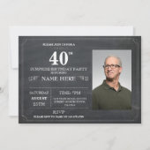 Chalkboard Surprise Birthday Party 40th Invite Kaart (Voorkant)
