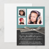 Chalkboard Sweet 16 met 3 foto's Kaart (Voorkant / Achterkant)