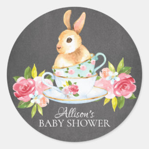 Chalkboard Sweet Bunny Baby Tea Party Sticker