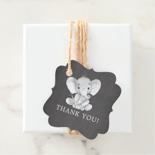 Chalkboard Sweet Elephant Baby shower Favor Gift Bedankjes Labels (In situ)