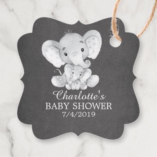 Chalkboard Sweet Elephant Baby shower Favor Gift Bedankjes Labels (Achterkant)