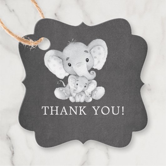 Chalkboard Sweet Elephant Baby shower Favor Gift Bedankjes Labels (Voorkant)