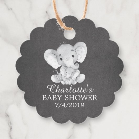 Chalkboard Sweet Elephant Baby shower Favor Gift Bedankjes Labels (Achterkant)