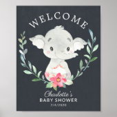 Chalkboard Sweet Elephant Welcome Baby shower Poster (Voorkant)