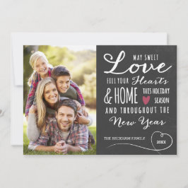 Chalkboard Sweet Love Holiday-fotokaart Feestdagenkaart