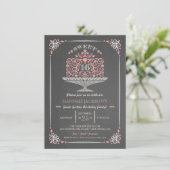 Chalkboard Sweet Sixteen Lacy Cake Invitation Kaart (Staand voorkant)