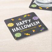 Chalkboard Sweet Snoep behandelt Happy Halloween Kartonnen Onderzetters (Schuin)