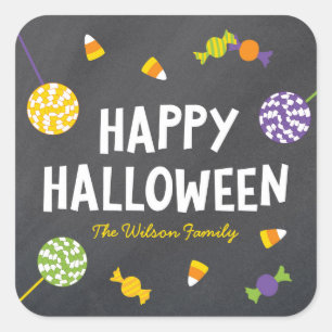Chalkboard Sweet Snoep behandelt Happy Halloween Vierkante Sticker