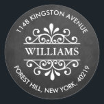 Chalkboard  Swirls Custom Return-adres Ronde Sticker<br><div class="desc">Voeg uw terugkeeradres met gemak toe gebruikend deze eenvoudige maar zeer trendy stickers. Dit unieke ontwerp kenmerkt jouw naam en richt zich binnen een cirkelvormige sticker met trendy  ontwerp.</div>