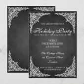 Chalkboard  Swirls Holiday Party Kaart (Voorkant / Achterkant)