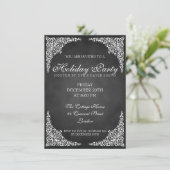 Chalkboard  Swirls Holiday Party Kaart (Staand voorkant)