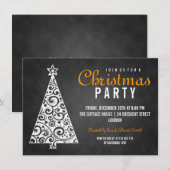 Chalkboard Swirly kerstboom Black Sinaasappel Kaart (Voorkant / Achterkant)