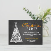 Chalkboard Swirly kerstboom Black Sinaasappel Kaart (Staand voorkant)