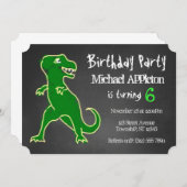 Chalkboard T-Rex Dinosaur Birthday Invitations Kaart (Voorkant / Achterkant)