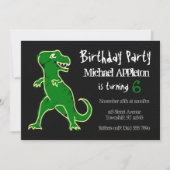 Chalkboard T-Rex Dinosaur Birthday Invitations Kaart (Voorkant)