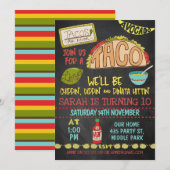 Chalkboard Taco Chippin Dippin Birthday Uitnodigin Kaart (Voorkant / Achterkant)