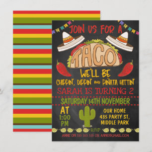 Chalkboard Taco Tweeëntwintigste verjaardag Uitnod Kaart