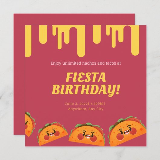 Chalkboard Taco Twosday Pinata Fiesta 2e verjaarda Kaart (Voorkant / Achterkant)