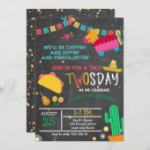 Chalkboard Taco Twosday Pinata Fiesta 2e verjaarda Kaart (Voorkant / Achterkant)