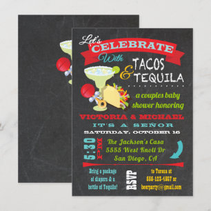 Chalkboard Tacos en Tequila Couples Baby shower Kaart
