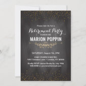 Chalkboard Teacher Retirement Party Elegant Gold Kaart (Voorkant)